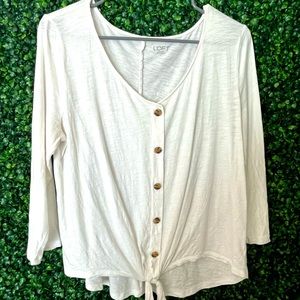 LOFT button up Henley shirt white size L